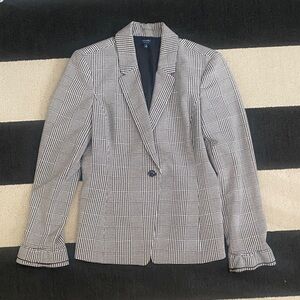 Kaari Blue Monochrome Checkered Blazer